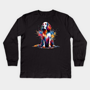 Abstract Artistic English Setter in Vivid Colors Kids Long Sleeve T-Shirt